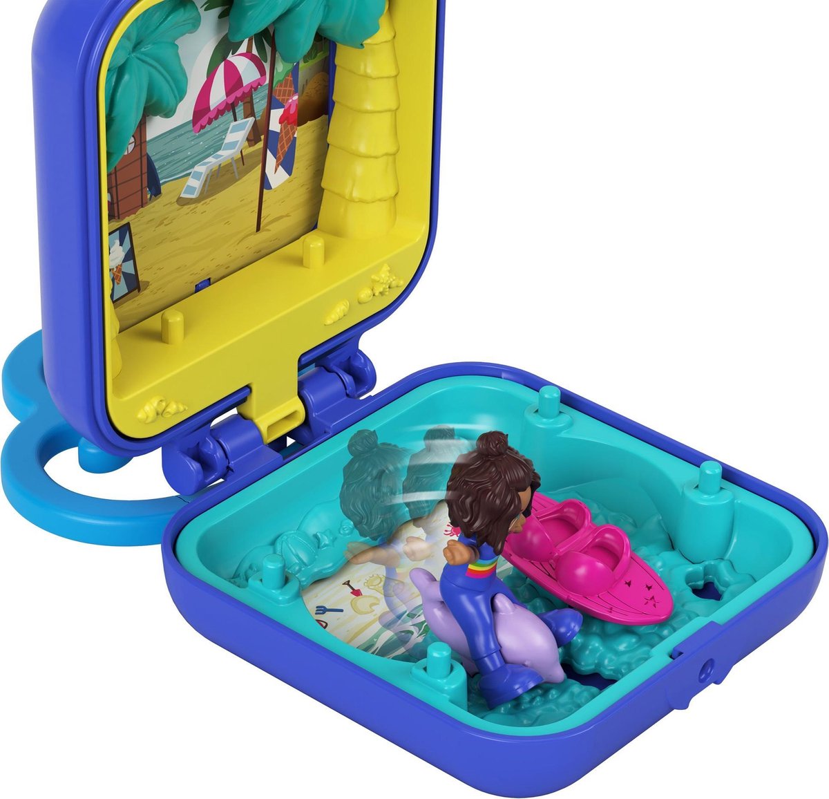 Polly Pocket Compacte speelkoffer Tropisch Strand, met micropop en accessoires