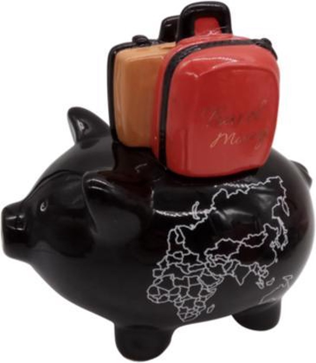 Pomme-Pidou, Spaarvarken, Spaarpot, Piggies with a mission: Travel money zwart