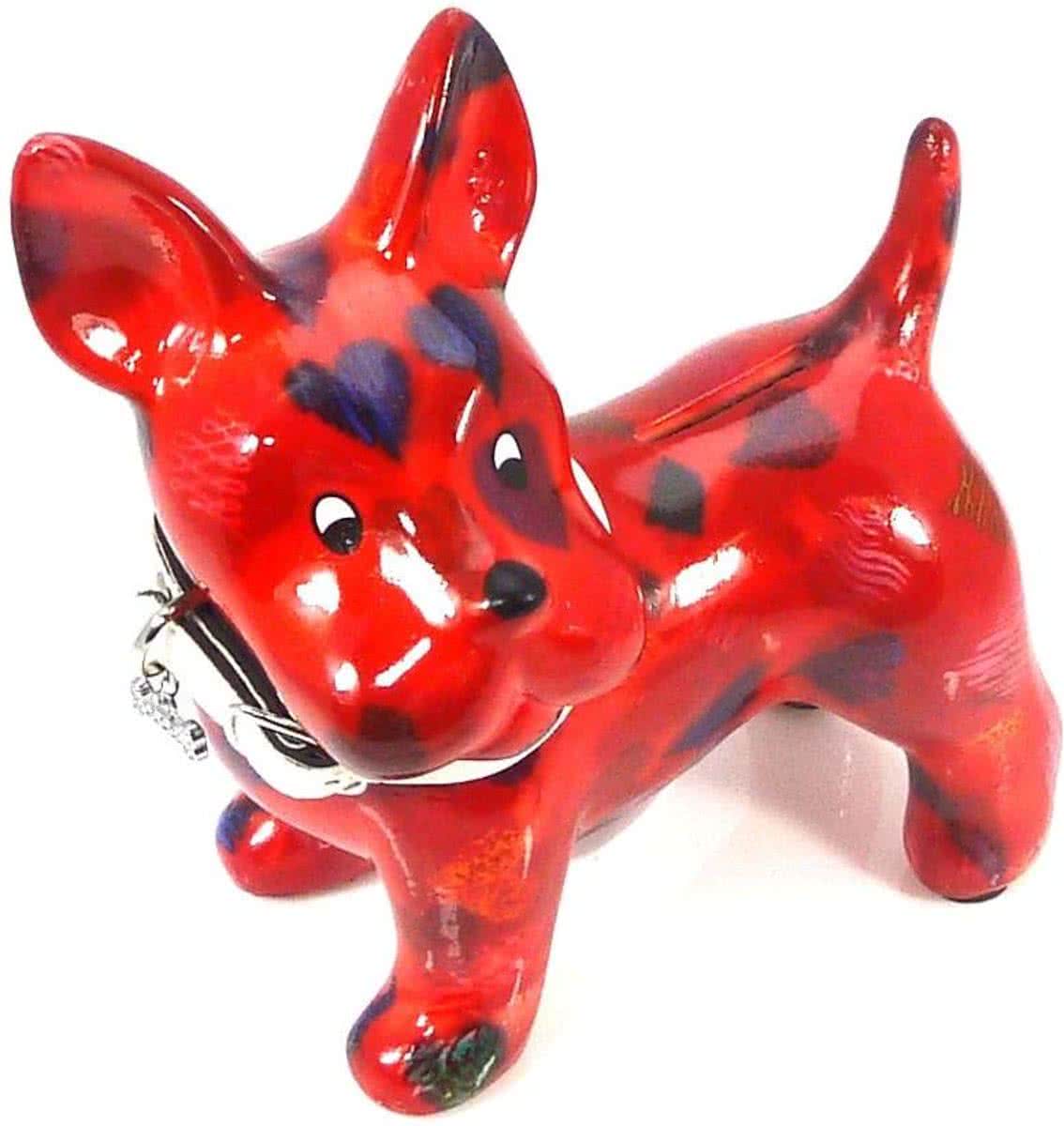 Pomme Pidou spaarpot hond Boomer - Uitvoering - Rood met harten