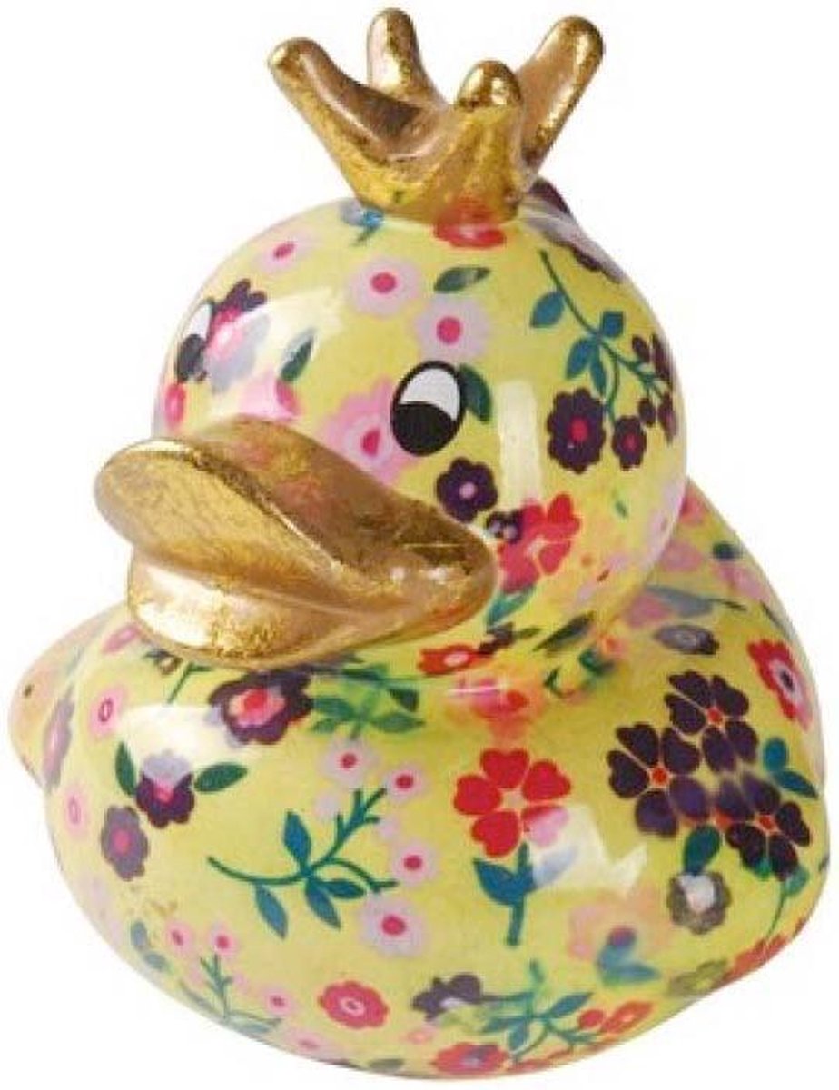 Spaarpot Eend Ducky Pomme Pidou geel met bloemetjes