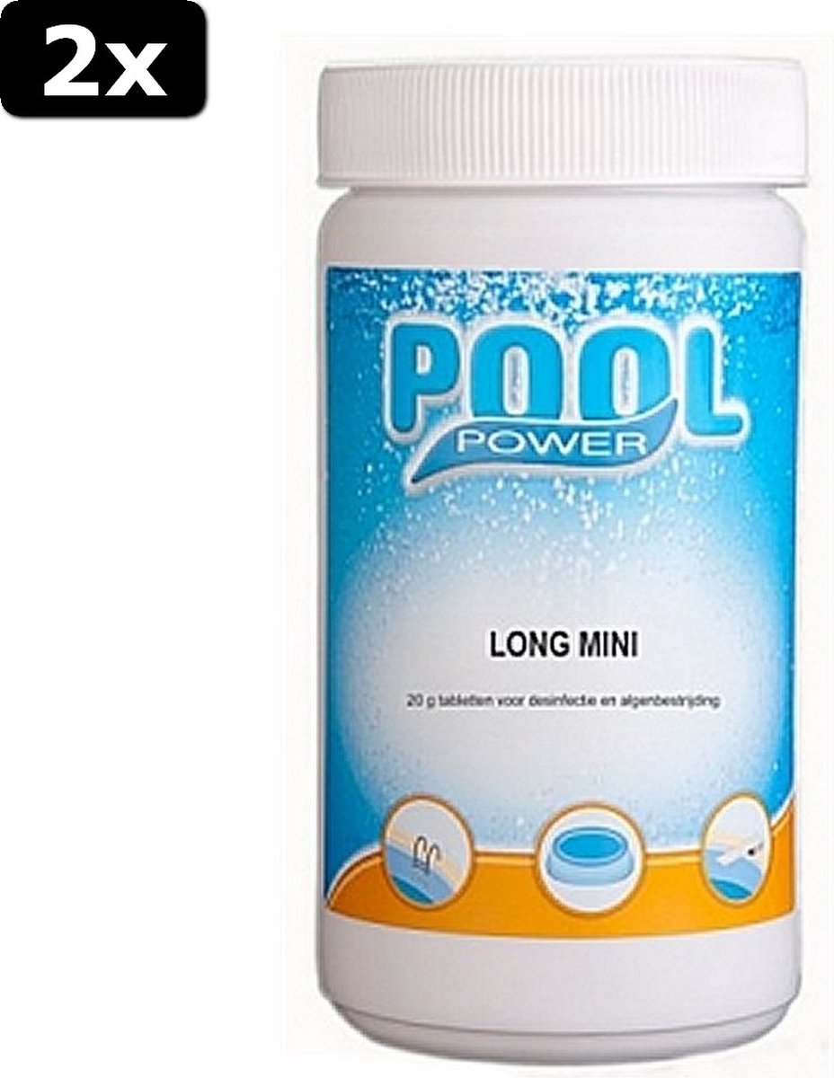 2x Pool Power Mini Flacon 1 Kg Chloortabletten 20 gram