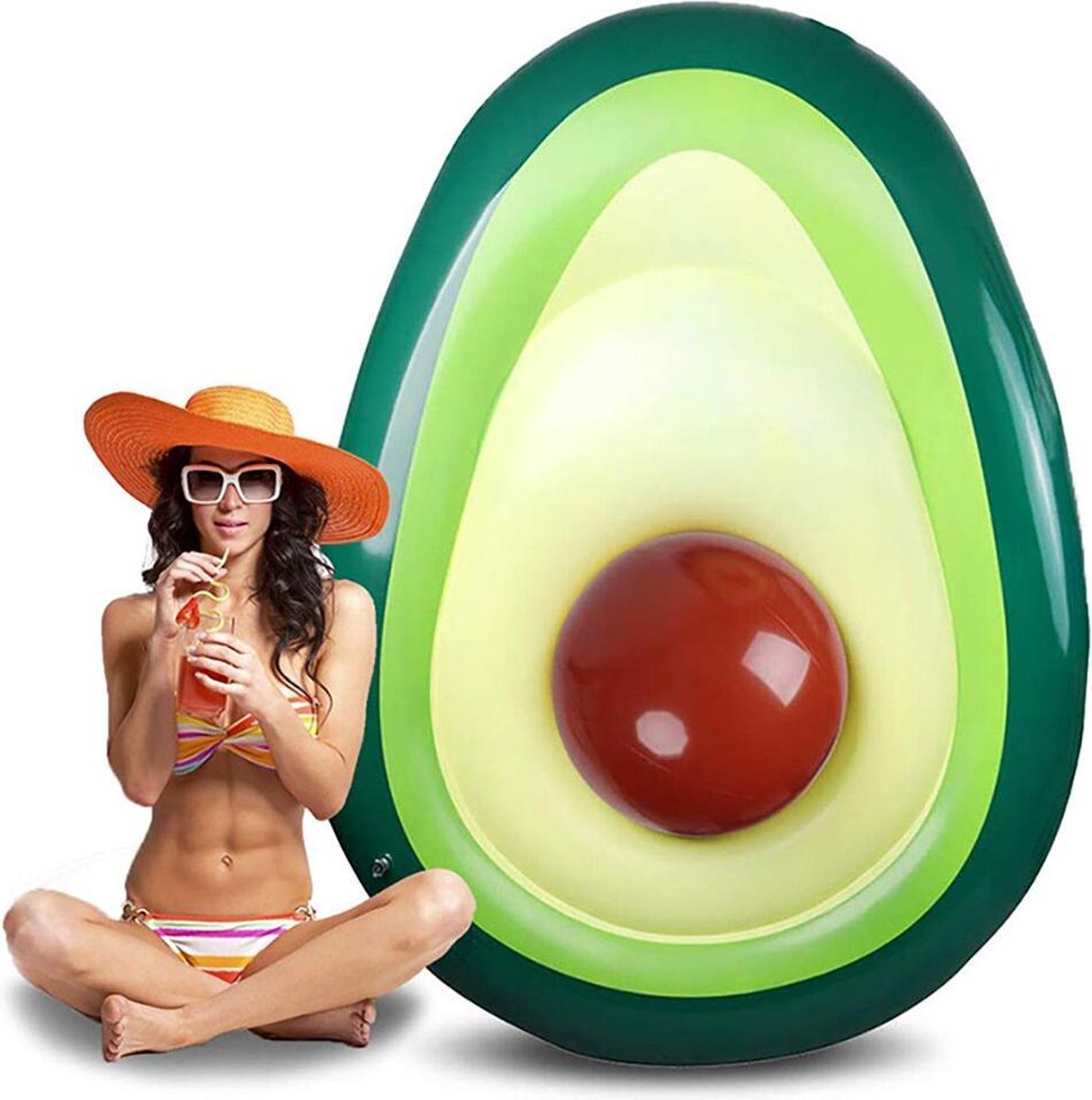 PoolTools ™ Avocado Luchtbed Inclusief Pit Bal - Opblaasbaar WaterSpeelgoed - ZomerDEAL - Opblaasbaar ZwembadSpeelgoed - ZwembadSpeelgoed