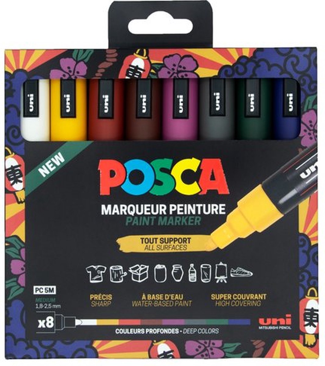 Posca Marker - Universele Stift - Paintmarker - Herfst Kleuren - PC-5M - lijndikte 2,5mm - 8 stuks