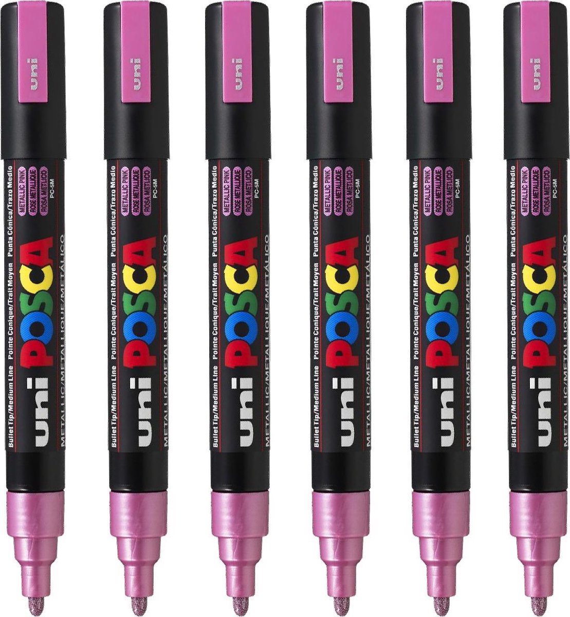 Posca Stiften PC-5M Medium Tip - verfstiften - Metallic roze - 6 stuks