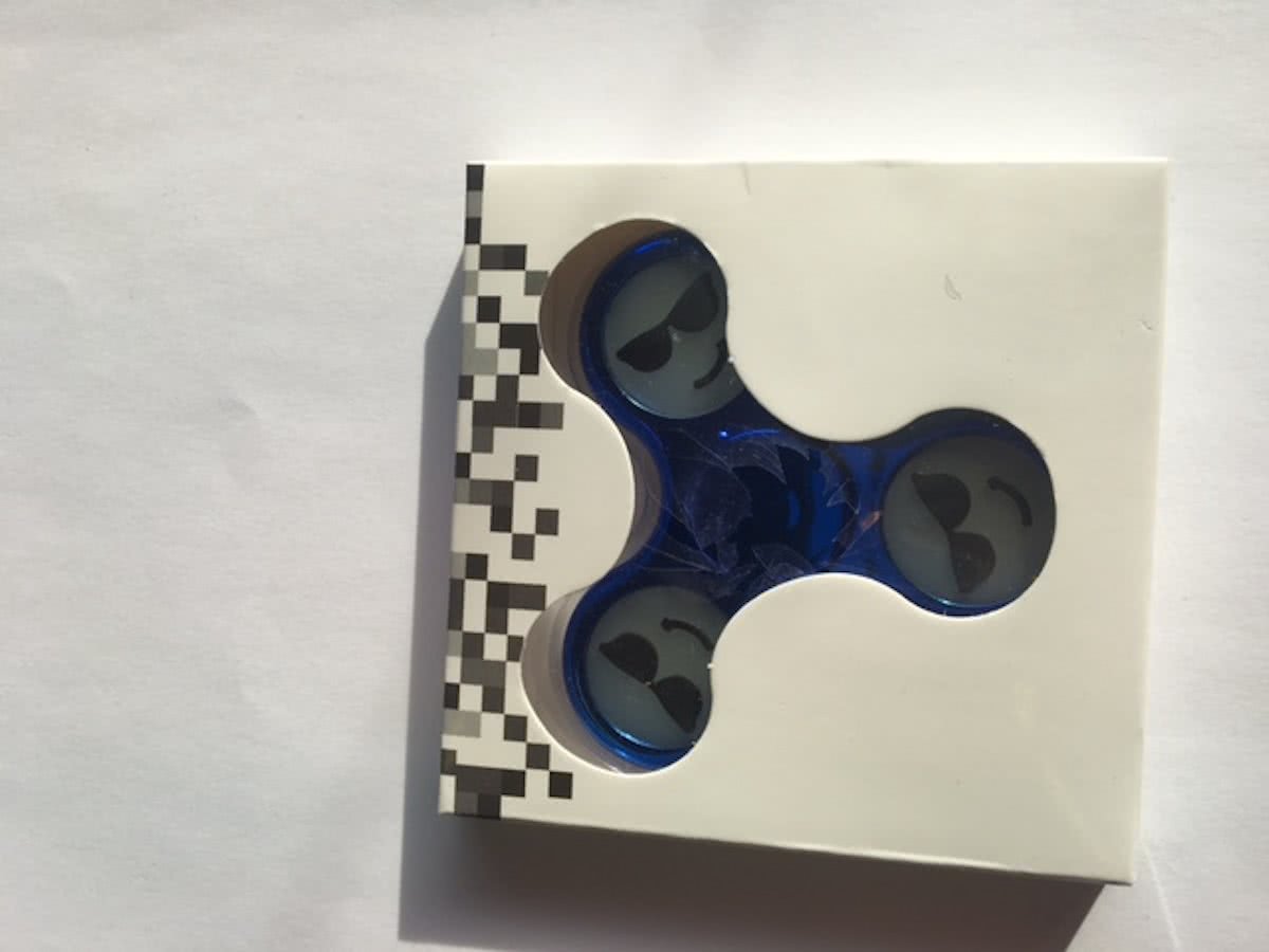 Fidget Spinner/ Finger Spinner / Blauw Glow in the Dark / Emoticon Zonnebril / Hand Spinner