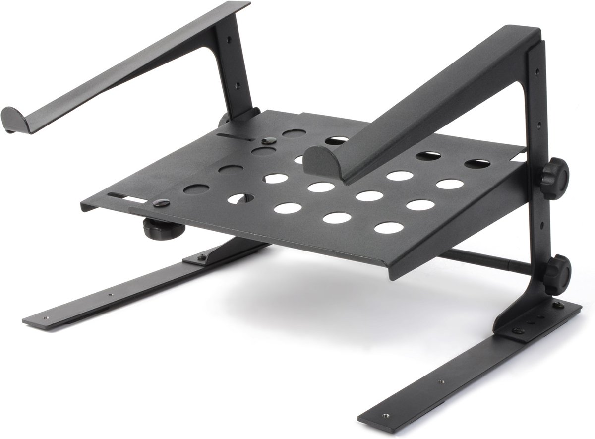 Laptopstandaard - Power Dynamics DJLS2 laptopstandaard / DJ controller standaard met opbergvak - in hoogte en breedte verstelbaar - Zwart