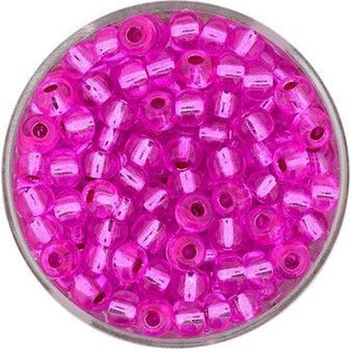 9351-054 Rocailles fuchsia zilveren kern 4.5mm