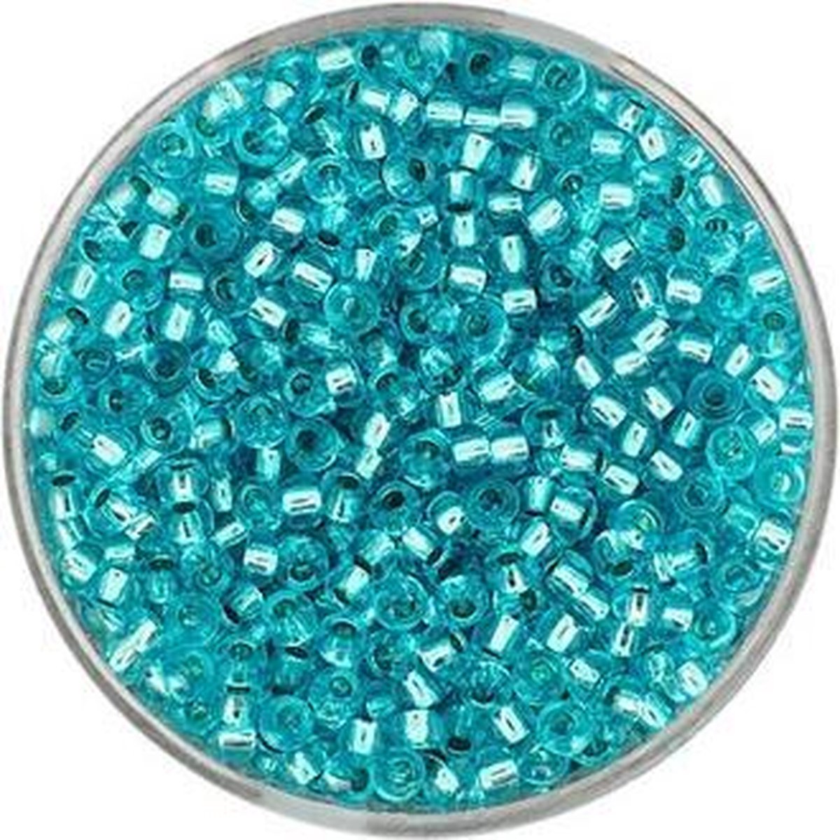 9361-4 Rocailles licht turquoise zilveren kern 2.6mm