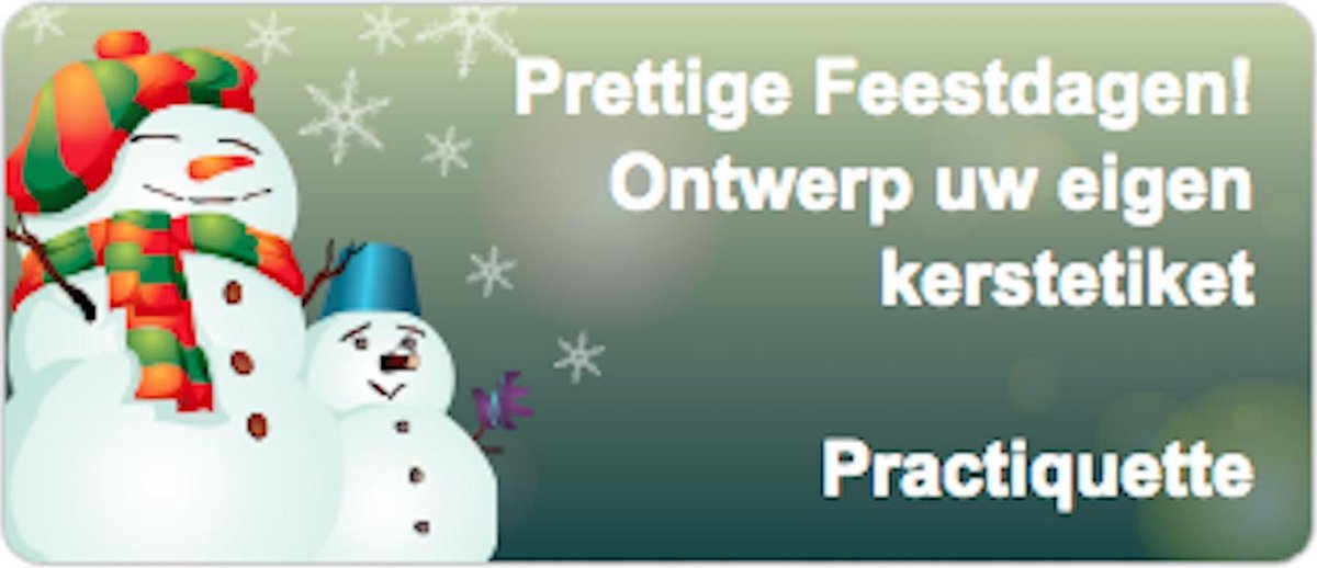 Kerst sticker - full color - sneeuwpop - 150 stuks - gepersonaliseerd - luxe uitstraling - rechthoek 21x48mm