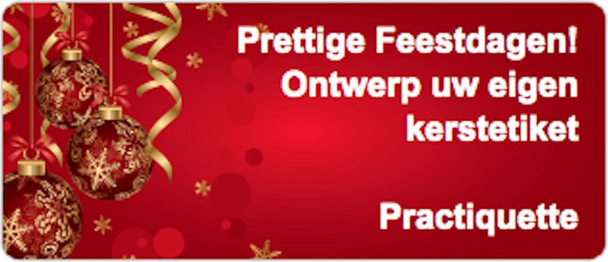 Kerst sticker met eigen tekst - kerstballen - 150 stuks - gepersonaliseerd - luxe uitstraling - rechthoek 21x48mm