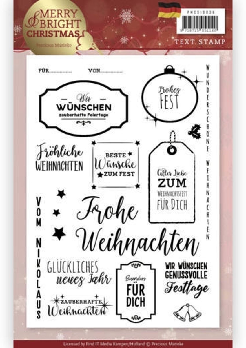 Stempel - Precious Marieke - Merry and Bright Christmas - Duits