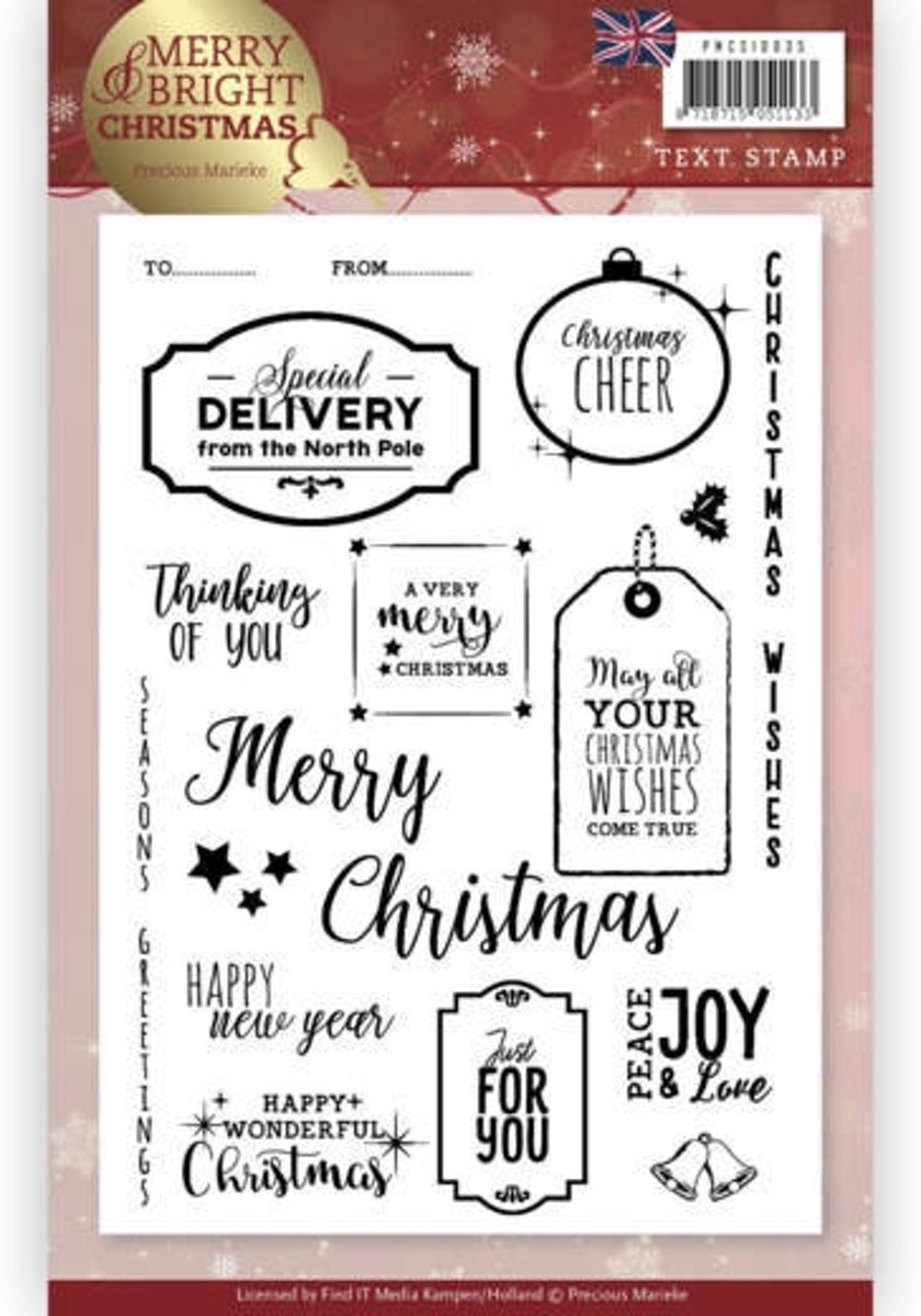 Stempel - Precious Marieke - Merry and Bright Christmas - Engels