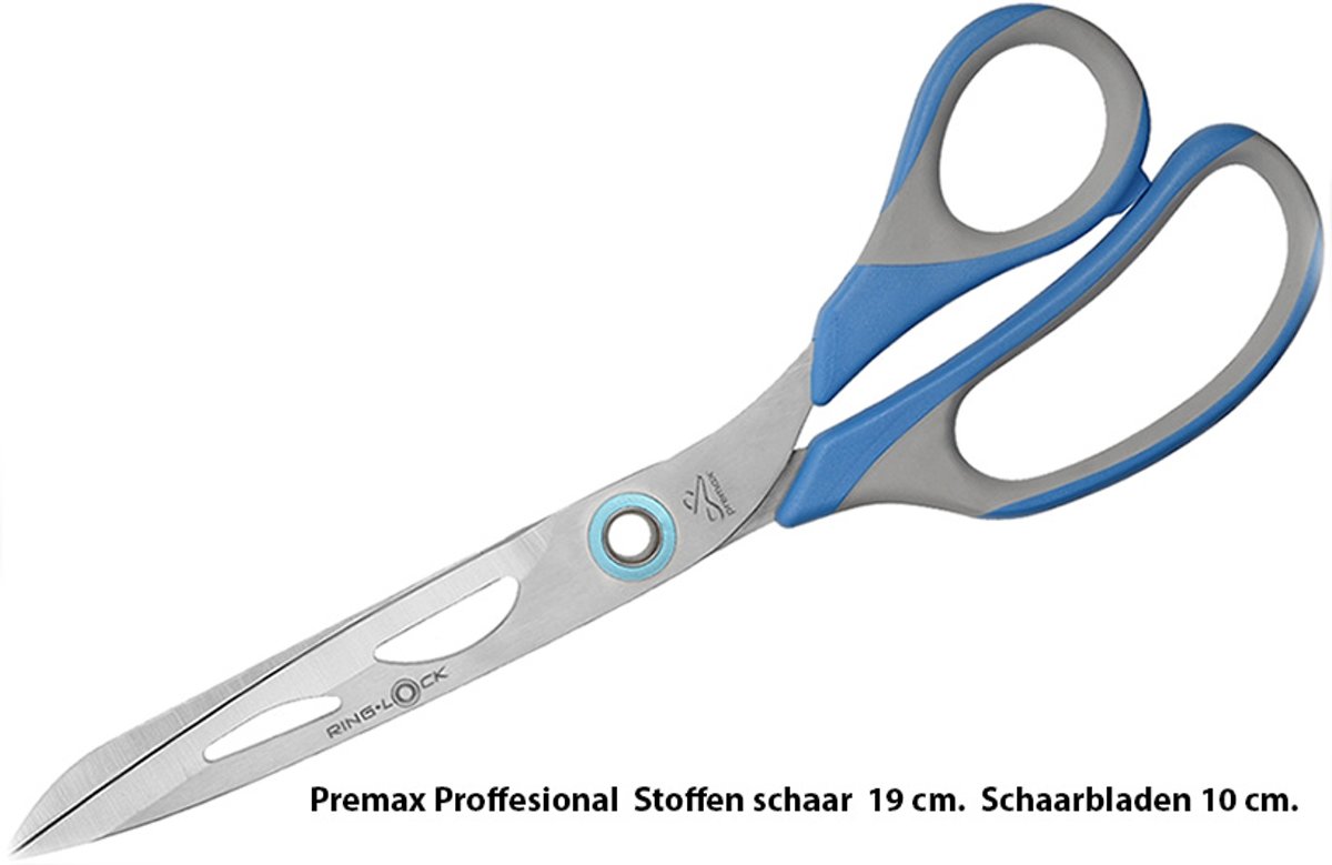 Premax Professional Stoffenschaar - Ring Lock System© -  19 cm. - Schaarbladen 10 cm. & Safety Cap