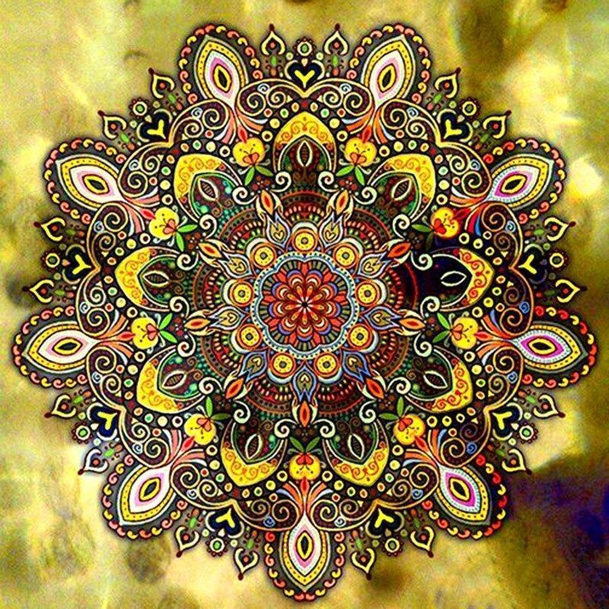 Premium Paintings - Gouden Mandala - Diamond Painting Volwassenen - Pakket Volledig / Pakket Full - 40x40 - Moederdag cadeautje