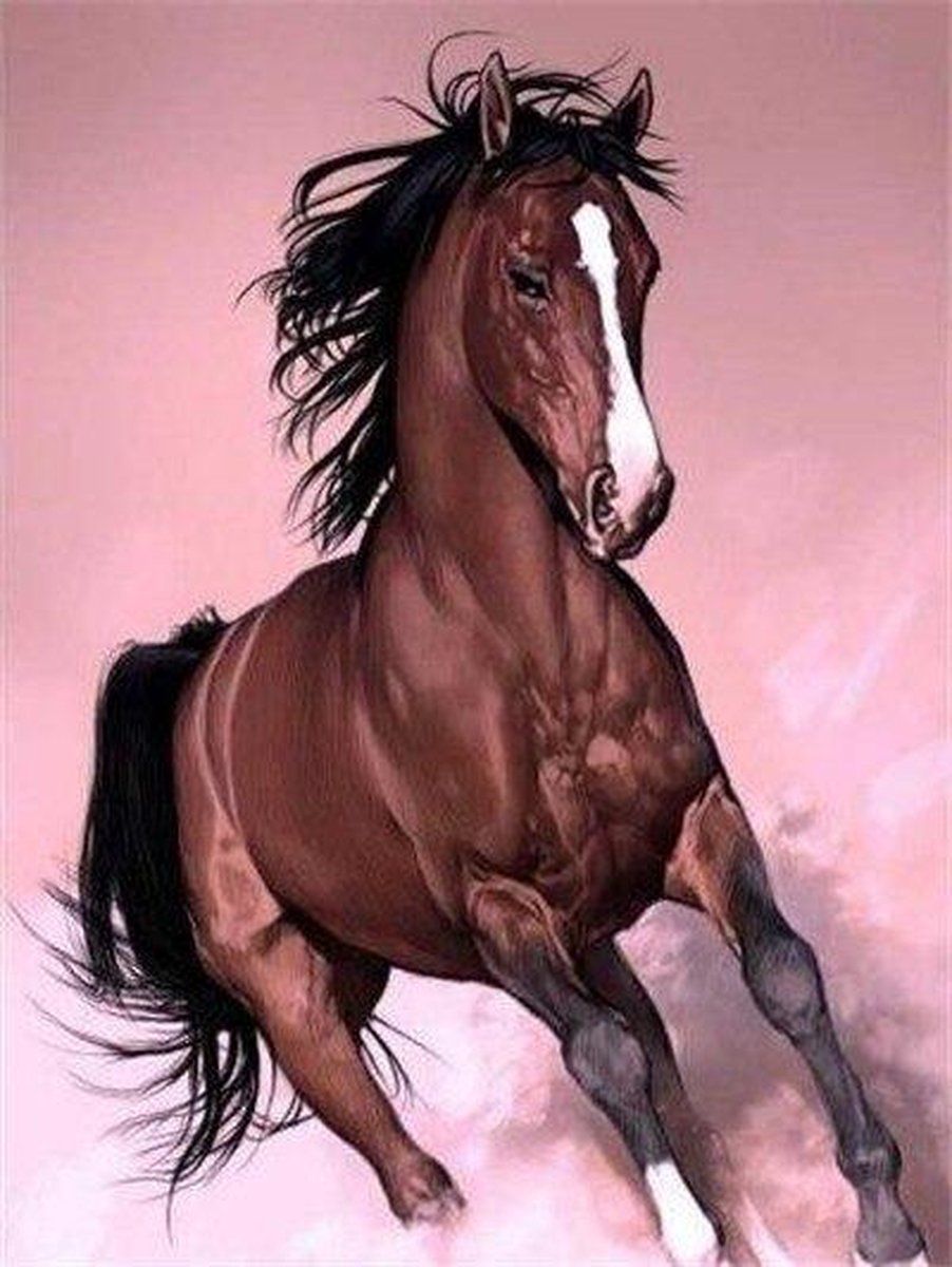 Premium Paintings - Groot Paard in Gallop - Diamond Painting Volwassenen - Pakket Volledig / Pakket Full - 30x40 cm