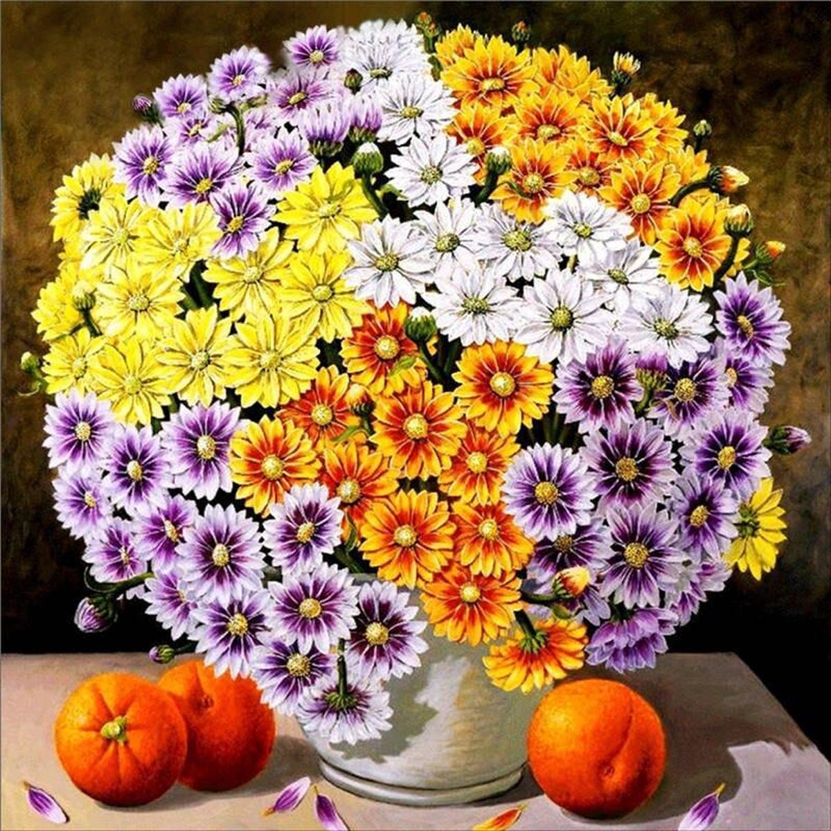 Premium Paintings - Herfst Chrysanten - Diamond Painting Volwassenen - Pakket Volledig / Pakket Full - 40x40 cm