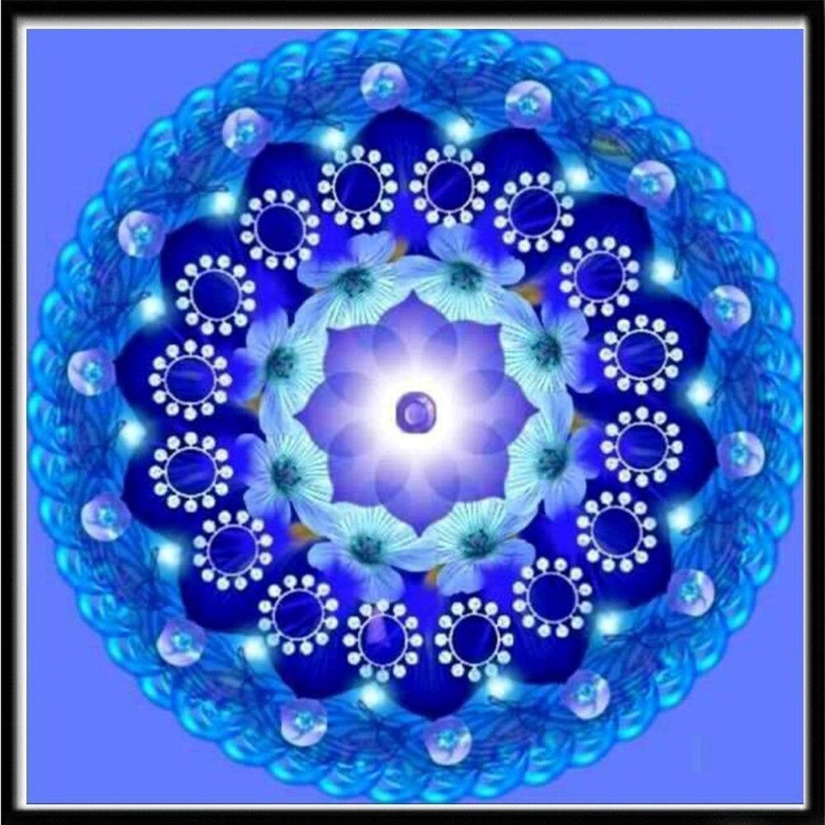 Premium Paintings - Mandala Blauw Paars - Diamond Painting Volwassenen - Pakket Volledig / Pakket Full - 40x40 cm