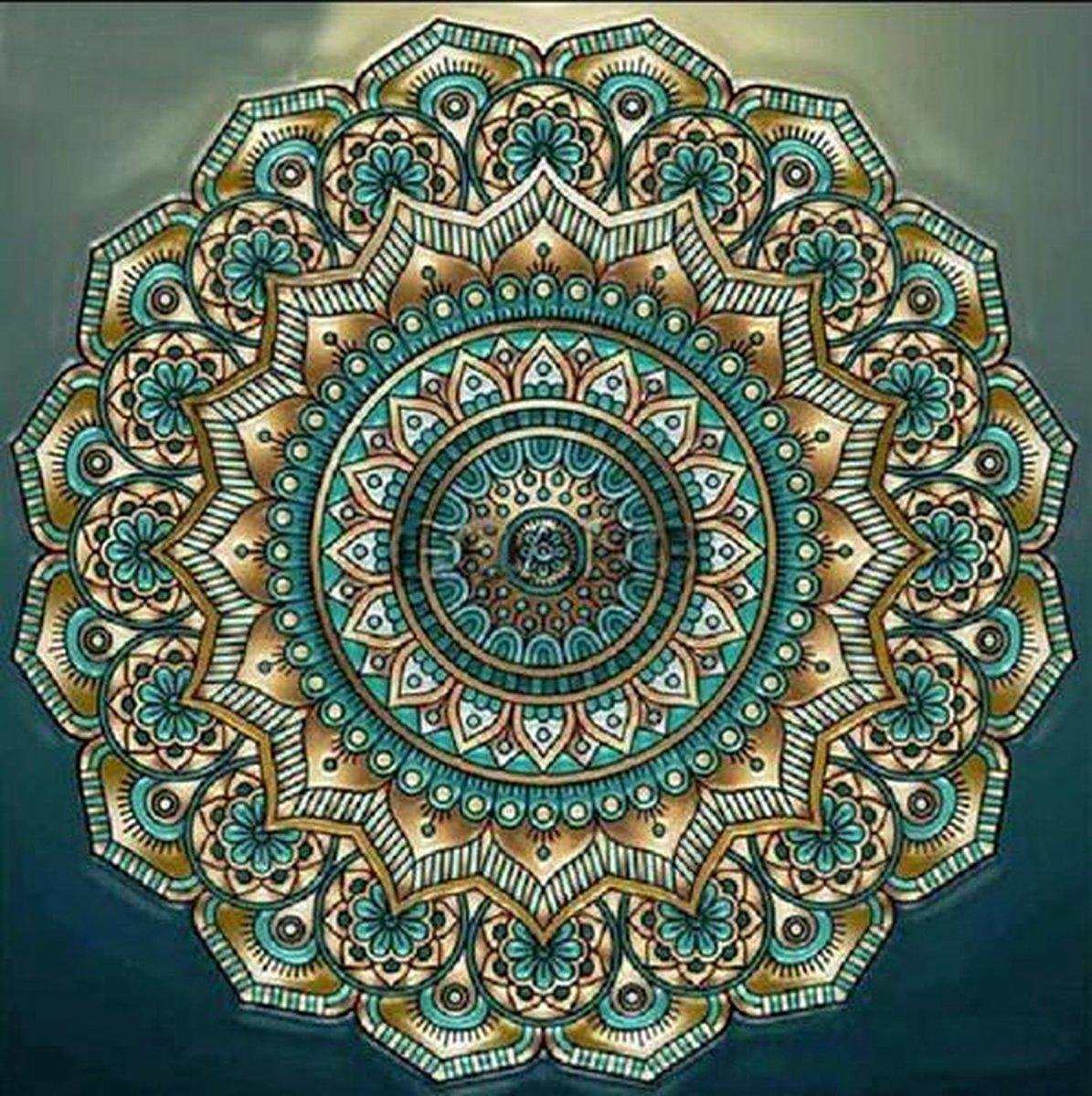 Premium Paintings - Mandala Groen - Diamond Painting Volwassenen - Pakket Volledig / Pakket Full - 40x40 - Moederdag cadeautje