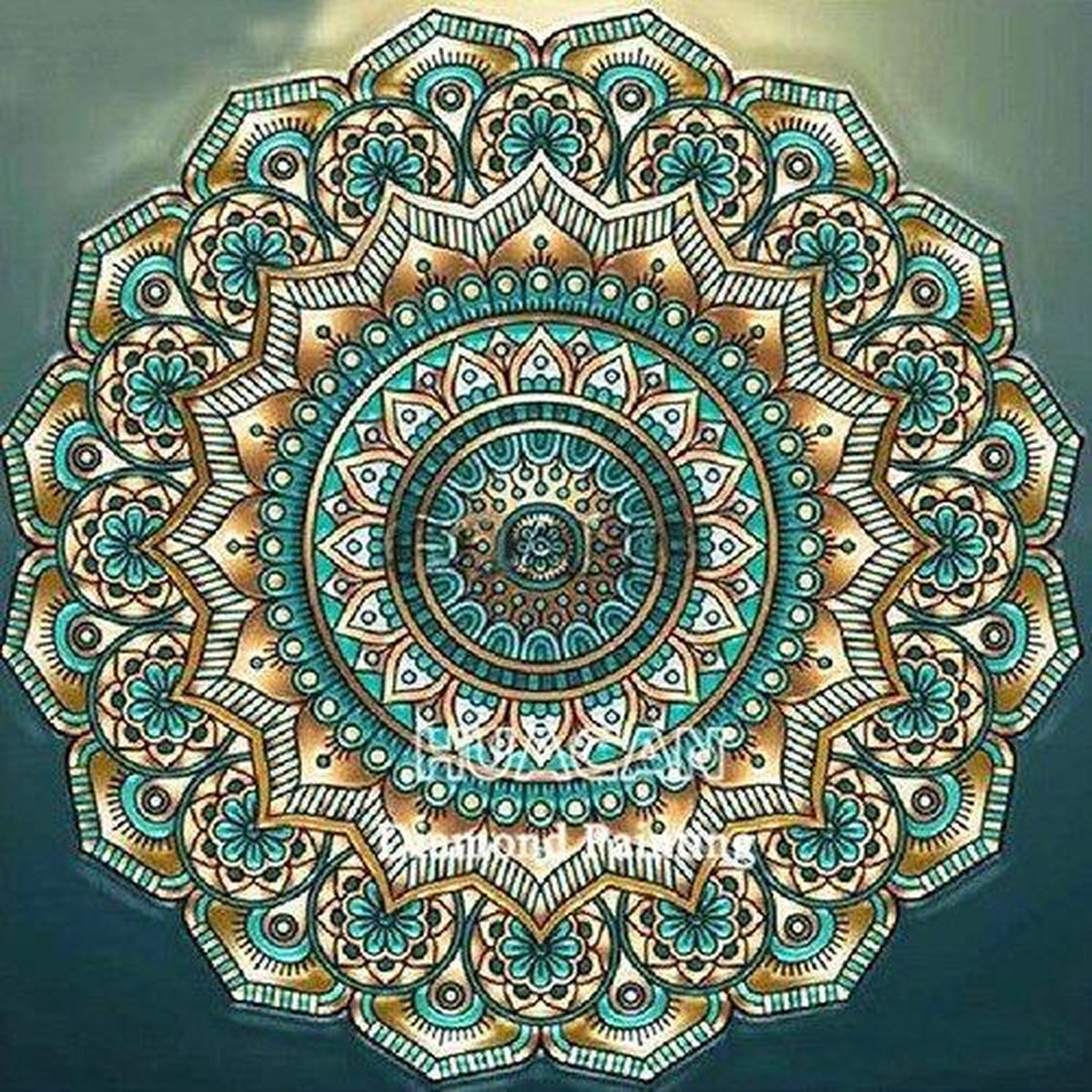 Premium Paintings - Mandala Groen Licht - Diamond Painting Volwassenen - Pakket Volledig / Pakket Full - 40x40 cm