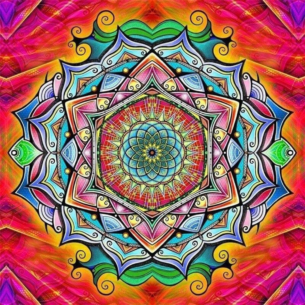 Premium Paintings - Mandala Regenboogkleuren - Diamond Painting Volwassenen - Pakket Volledig / Pakket Full - 30x40 - Moederdag cadeautje