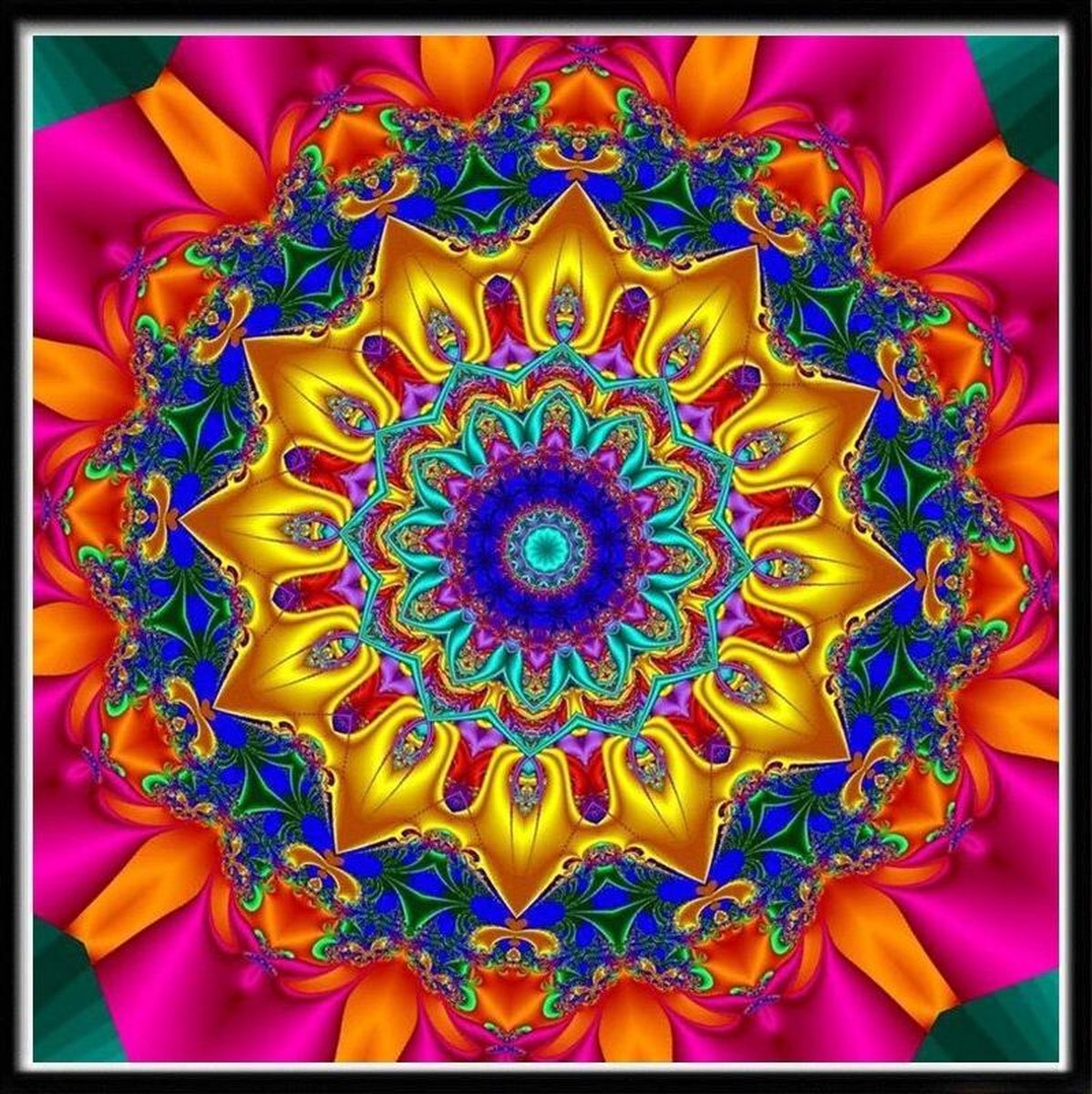 Premium Paintings - Mandala Rood Met Geel - Diamond Painting Volwassenen - Pakket Volledig / Pakket Full - 40x40 cm