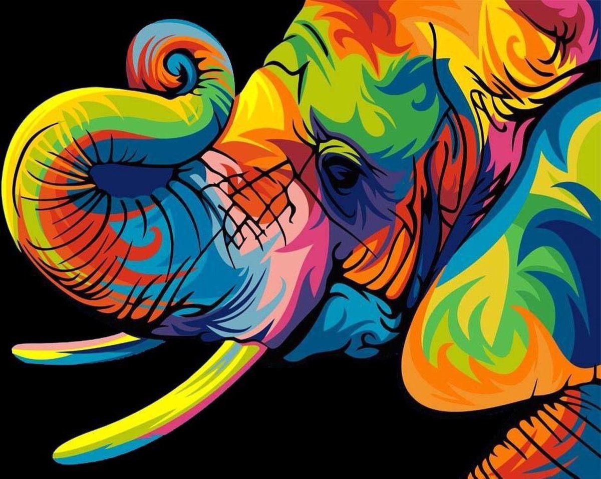 Premium Paintings - Olifant in Velle Kleuren - Diamond Painting Volwassenen - Pakket Volledig / Pakket Full - 30x40 cm