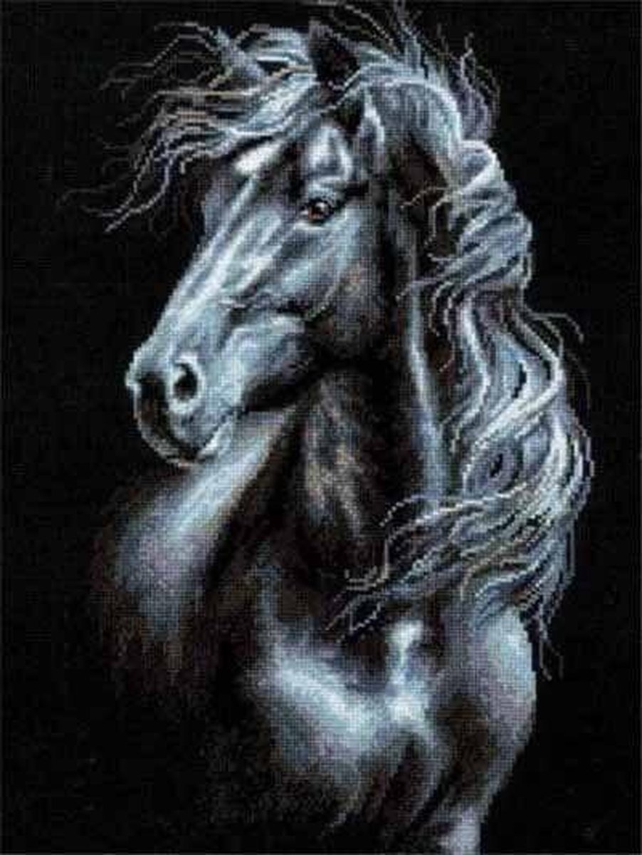 Premium Paintings - Paard in Zwart-Wit - Diamond Painting Volwassenen - Pakket Volledig / Pakket Full - 30x40 cm