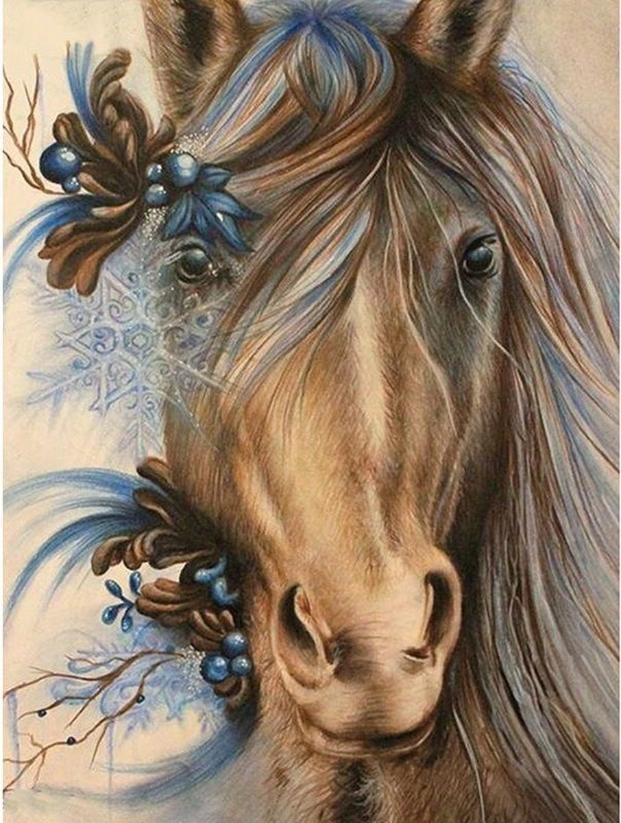 Premium Paintings - Paard met Versieringen - Diamond Painting Volwassenen - Pakket Volledig / Pakket Full - 30x40 cm