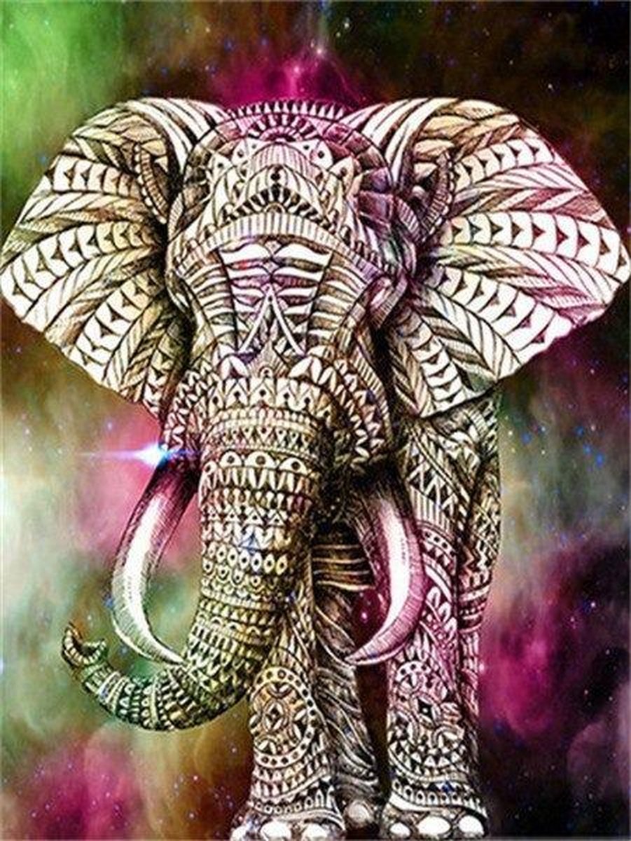 Premium Paintings - Prachtige Olifant - Diamond Painting Volwassenen - Pakket Volledig / Pakket Full - 30x40 cm