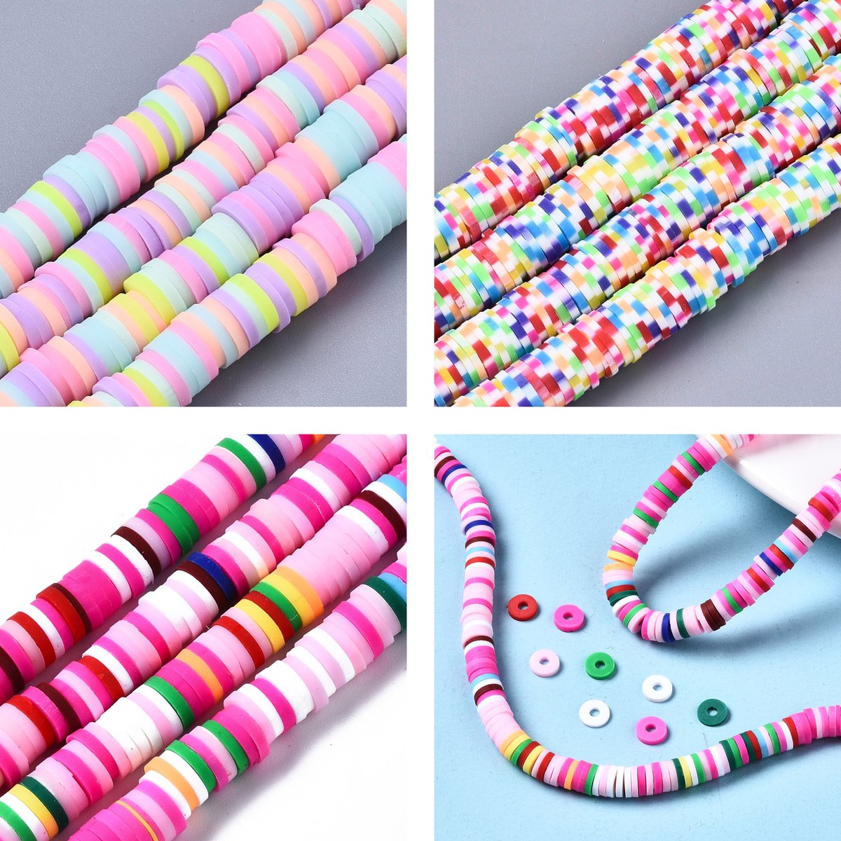 Katsuki kralen – Pastel-mix, Roze-mix en  Casino-mix – Unieke mix van ongeveer 1.150 kralen – Polymeer klei– 6mm kralen – Zelf sieraden maken voor kinderen en volwassenen – DIY