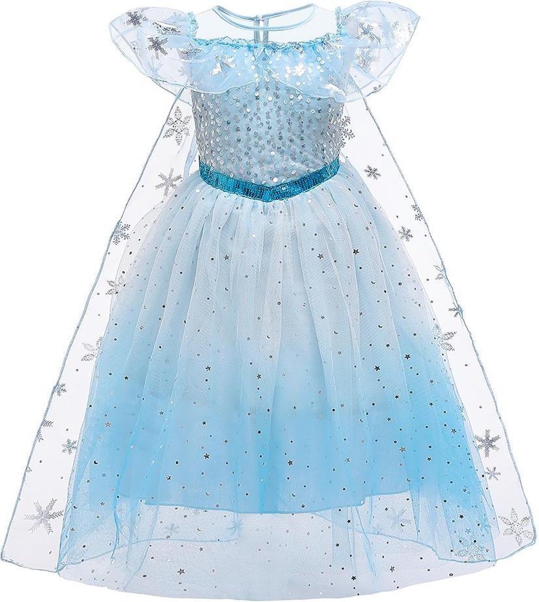 Prinses - Blauwe Elsa kristallen jurk - Frozen -  Prinsessenjurk - Verkleedkleding - Blauw - 110/116 (120) 4/5 jaar