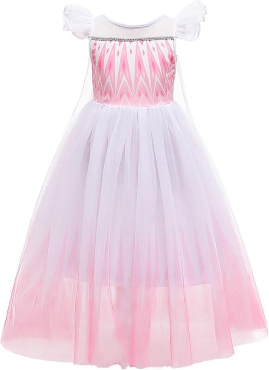 Prinses - Roze Elsa jurk - Frozen -  Prinsessenjurk - Verkleedkleding - Roze - 134/140 (140) 8/9 jaar