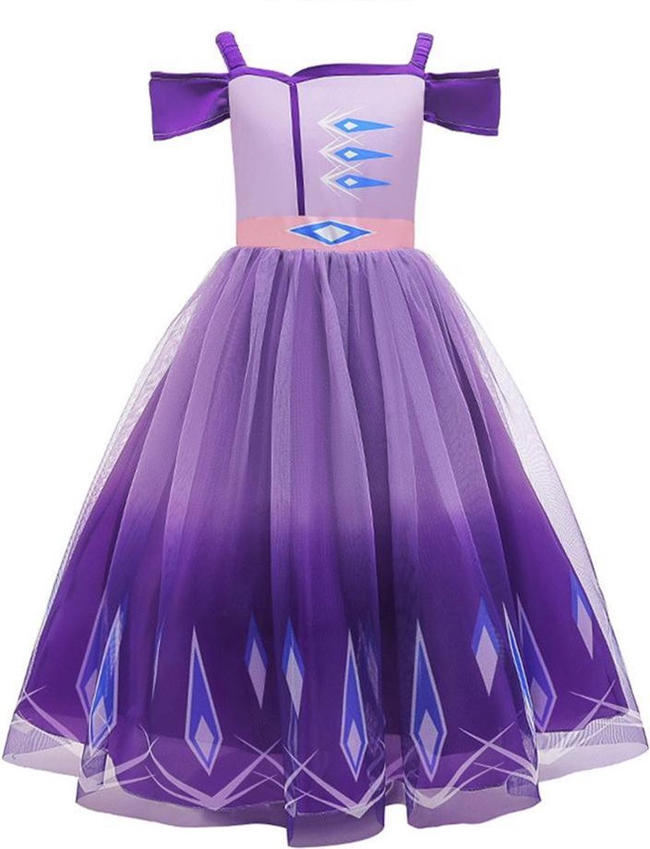 Prinses - Sprankelende paarse Elsa jurk - Frozen 2 - Prinsessenjurk - Verkleedkleding - Maat 110/116 (120) 4/5 jaar