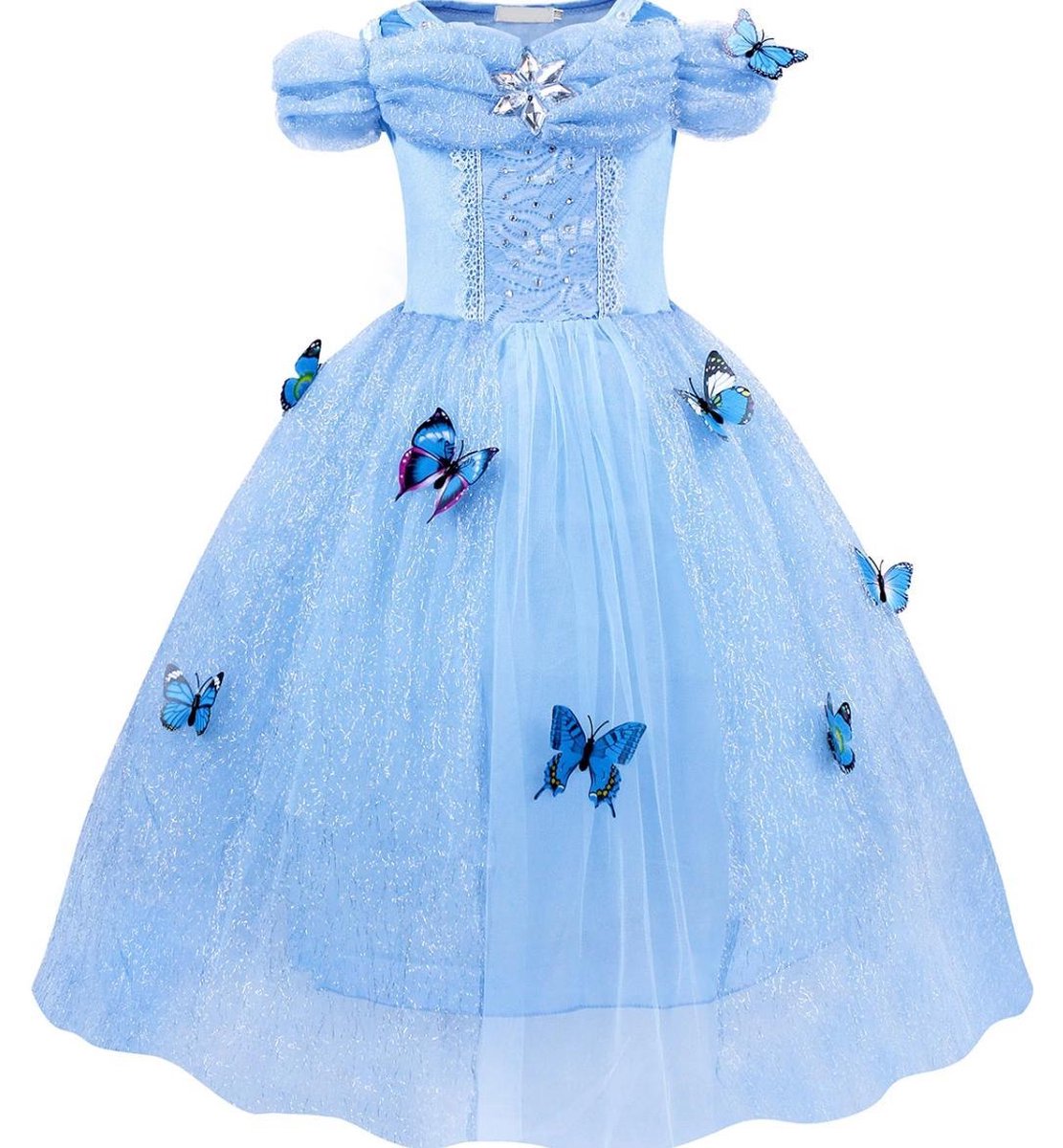 Prinses Assepoester Jurk - Blauw - Maat 122/128