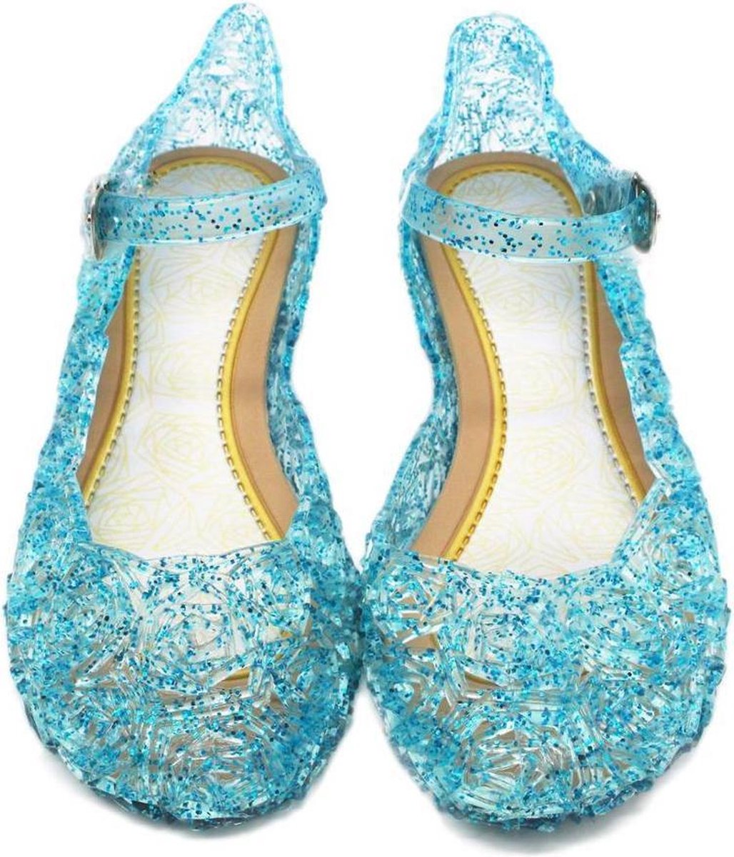 Prinsessen glitter schoenen met hak - Blauw - Prinsessen - Verkleedschoenen - Frozen - Rapunzel - Doornroosje - Ariel - Assepoester -  Elsa - Anna - Jurk -  Maat 27 (valt als 25) Binnenzool: 16,5 cm