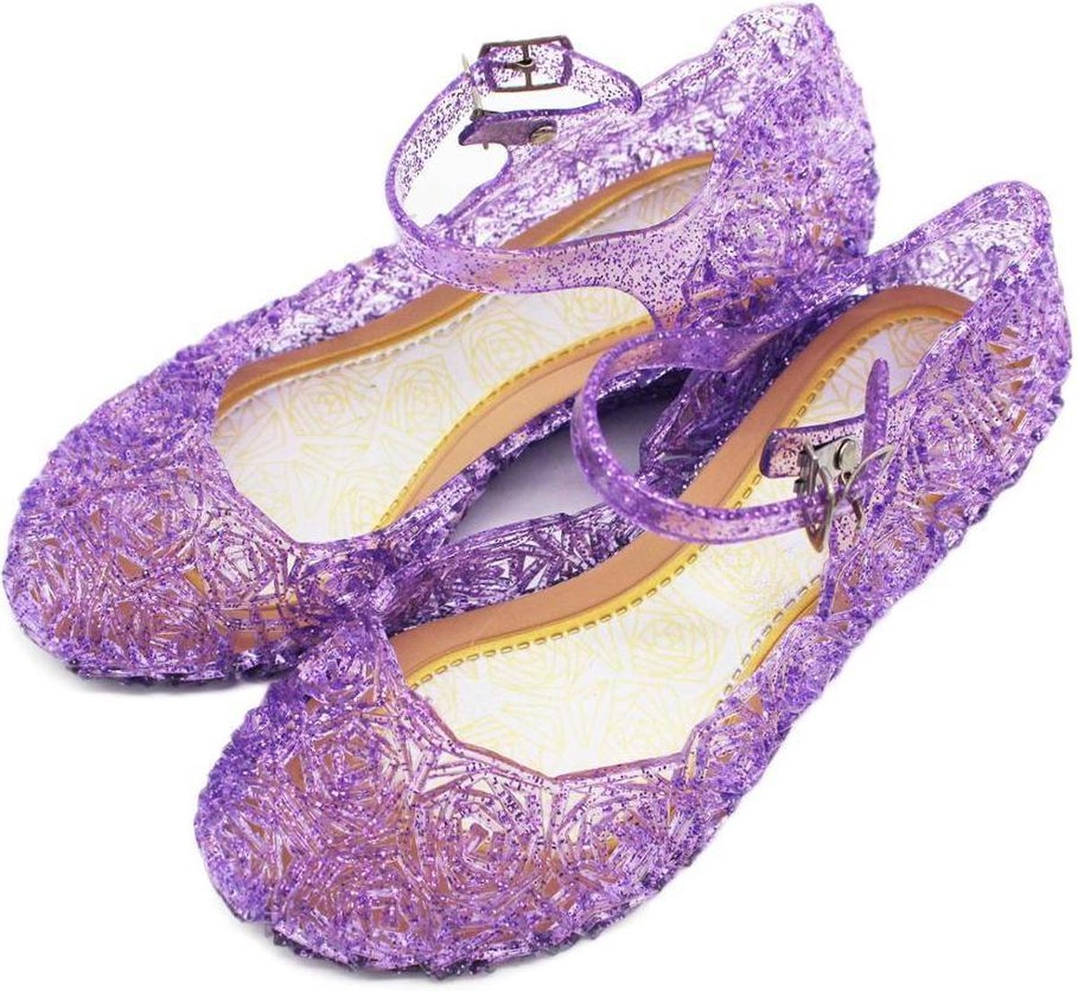 Prinsessen glitter schoenen met hak - Paars - Prinsessen - Verkleedschoenen - Frozen - Rapunzel - Doornroosje - Ariel - Assepoester -  Elsa - Anna - Jurk -  Maat 28 (valt als 26) Binnenzool: 17 cm