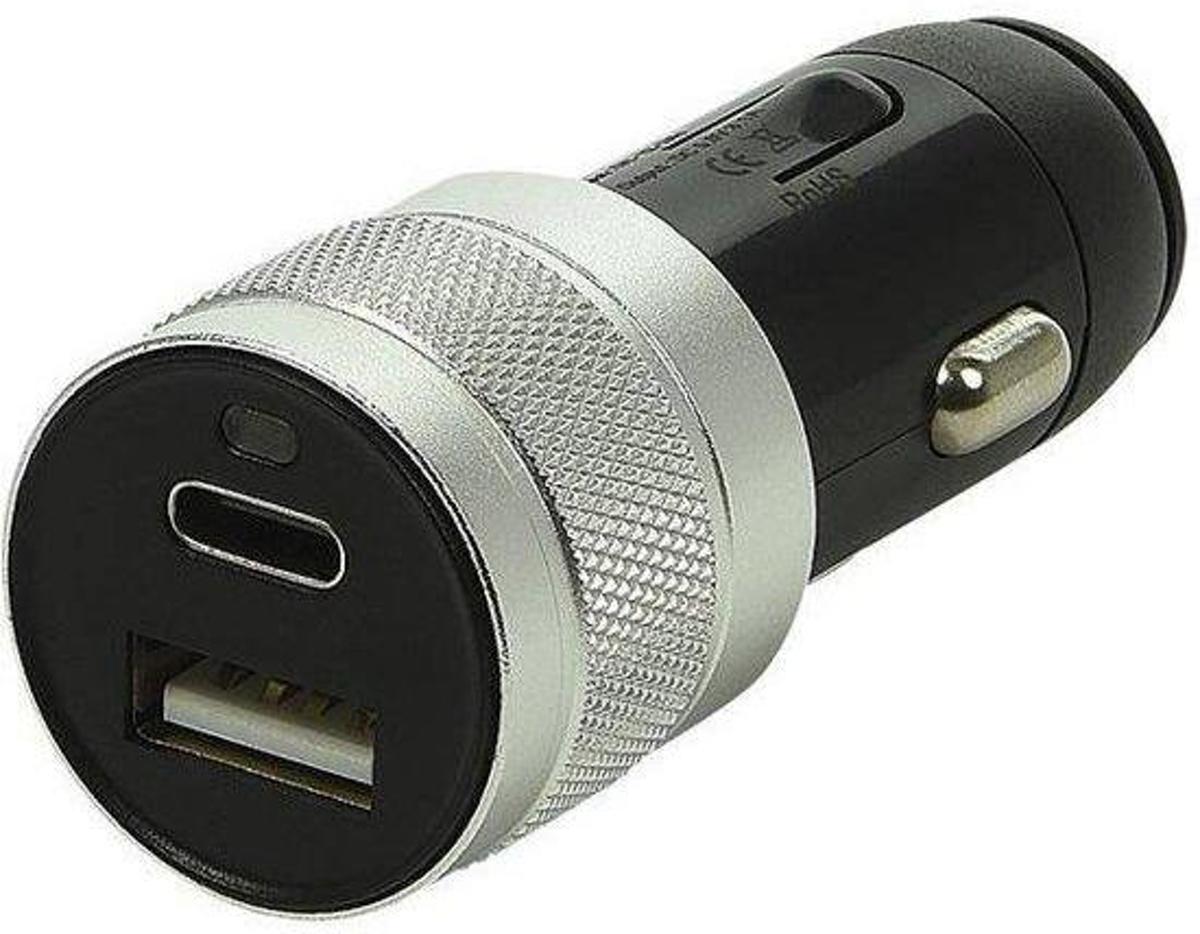 ProPlus autolader USB type A + C 2-weg 12V/24V 3,1 Ampère zwart