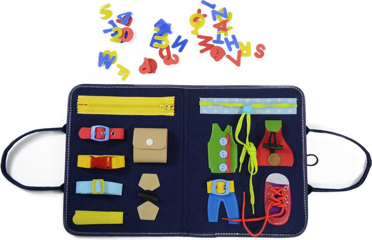 PROSIN® Busy Board - Basisvaardigheidsbord - Montessori - Motoriek Speelgoed - Leerspeelgoed - Leren - Ontwikkeling - Veter Strikken - Knopen Leggen - Educatieve Spellen - Ik Leer