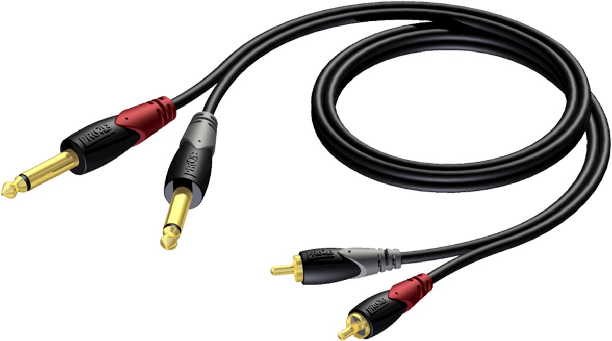 Procab CLA631 2x 6,35mm Jack - Tulp stereo audio kabel - 1,5 meter