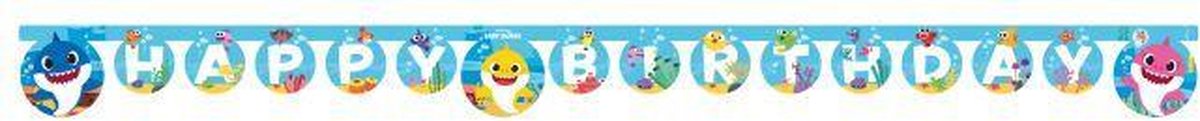 Procos Banner Happy Birthday Baby Shark 2 Meter Papier Blauw