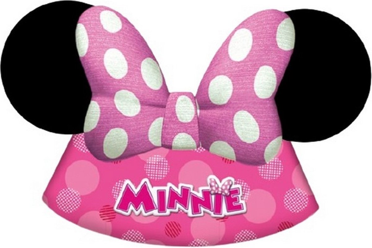 hoedje Minnie Mouse 22,5 x 14 cm karton roze  6 stuks