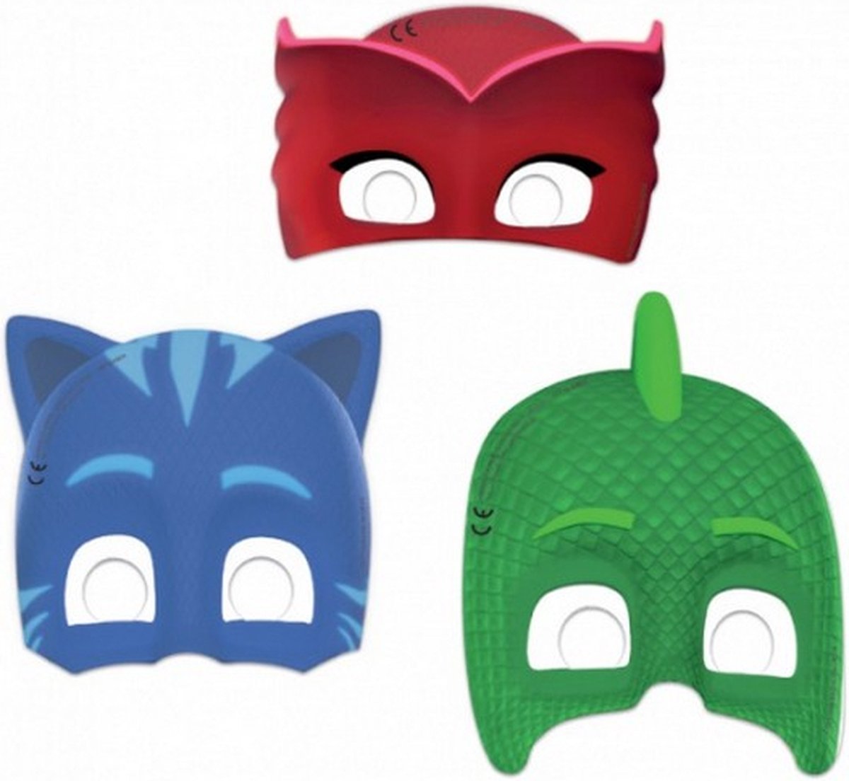 maskers 17,6 x 18,6 cm karton groen/rood/blauw 6 stuks