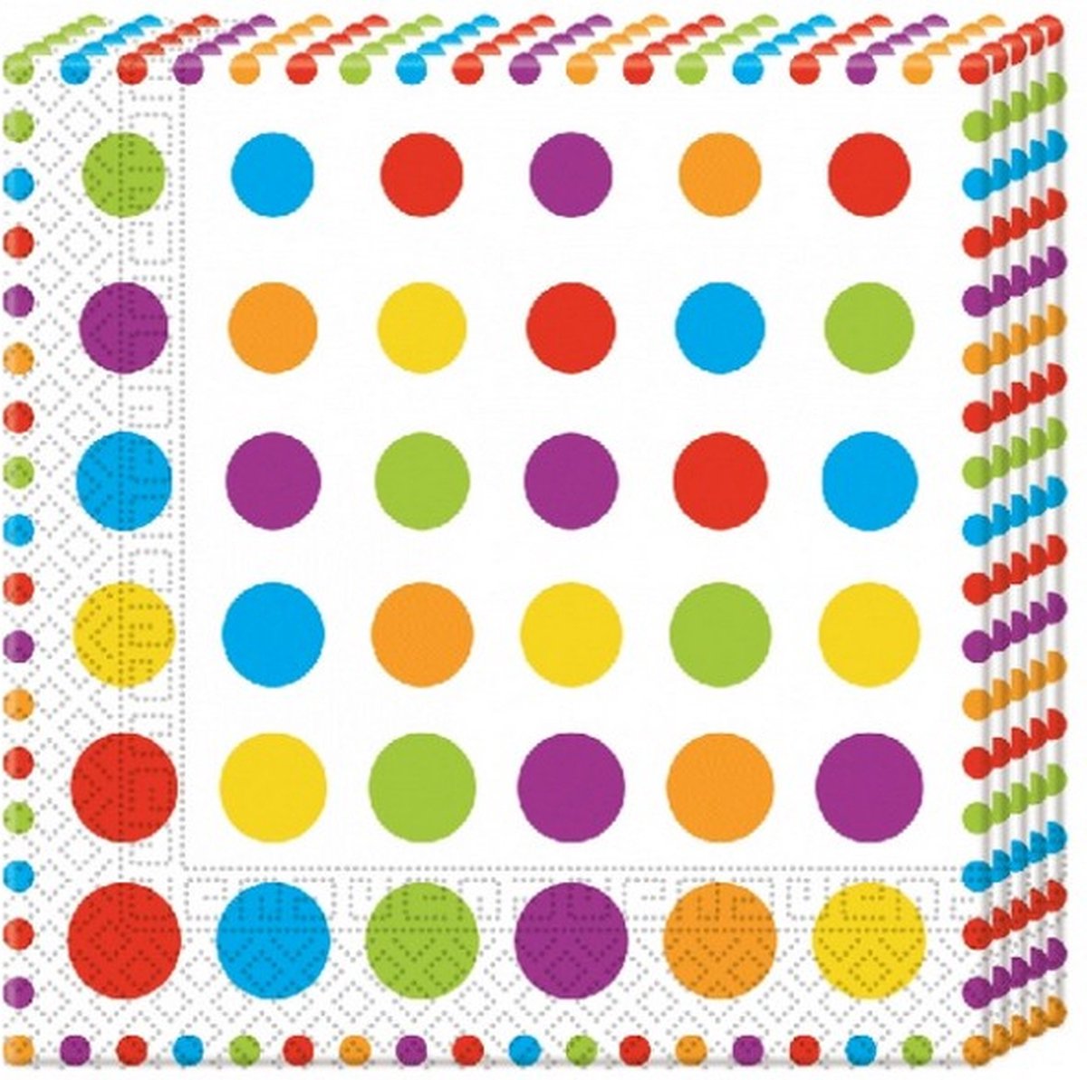 servetten Bright Color Dots 33 cm papier wit 20 stuks