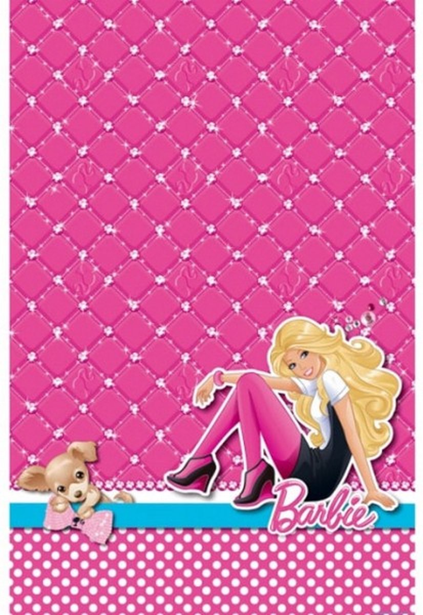 tafelkleed Barbie meisjes kunststof roze 120 x 180 cm