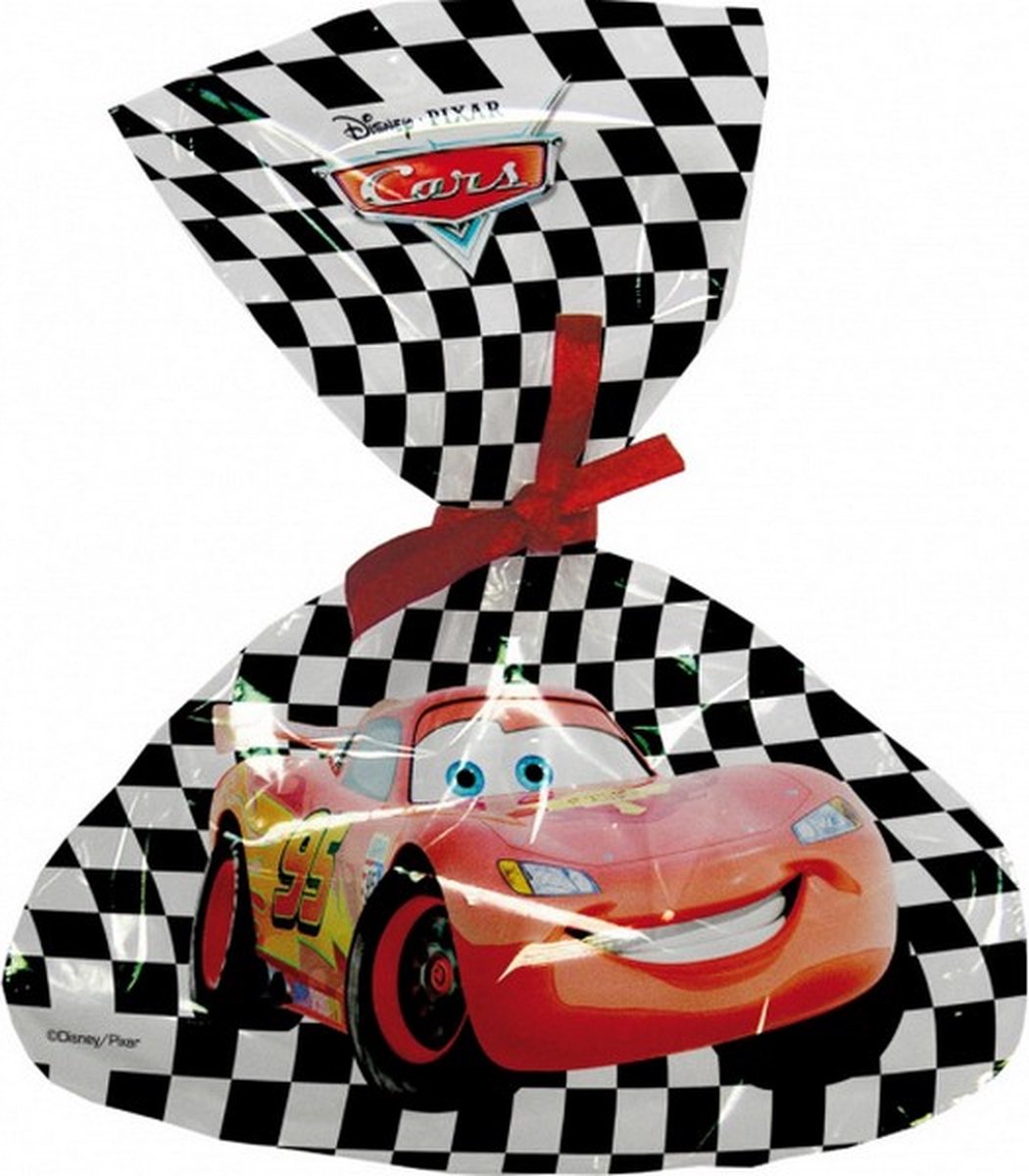 uitdeelzakjes Cars 22 x 17 cm wit/zwart/rood 6 stuks