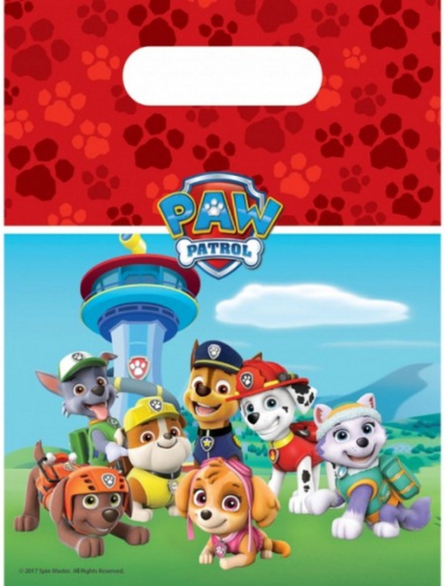 uitdeelzakjes Paw Patrol junior 30 x 20 cm rood 6 stuks