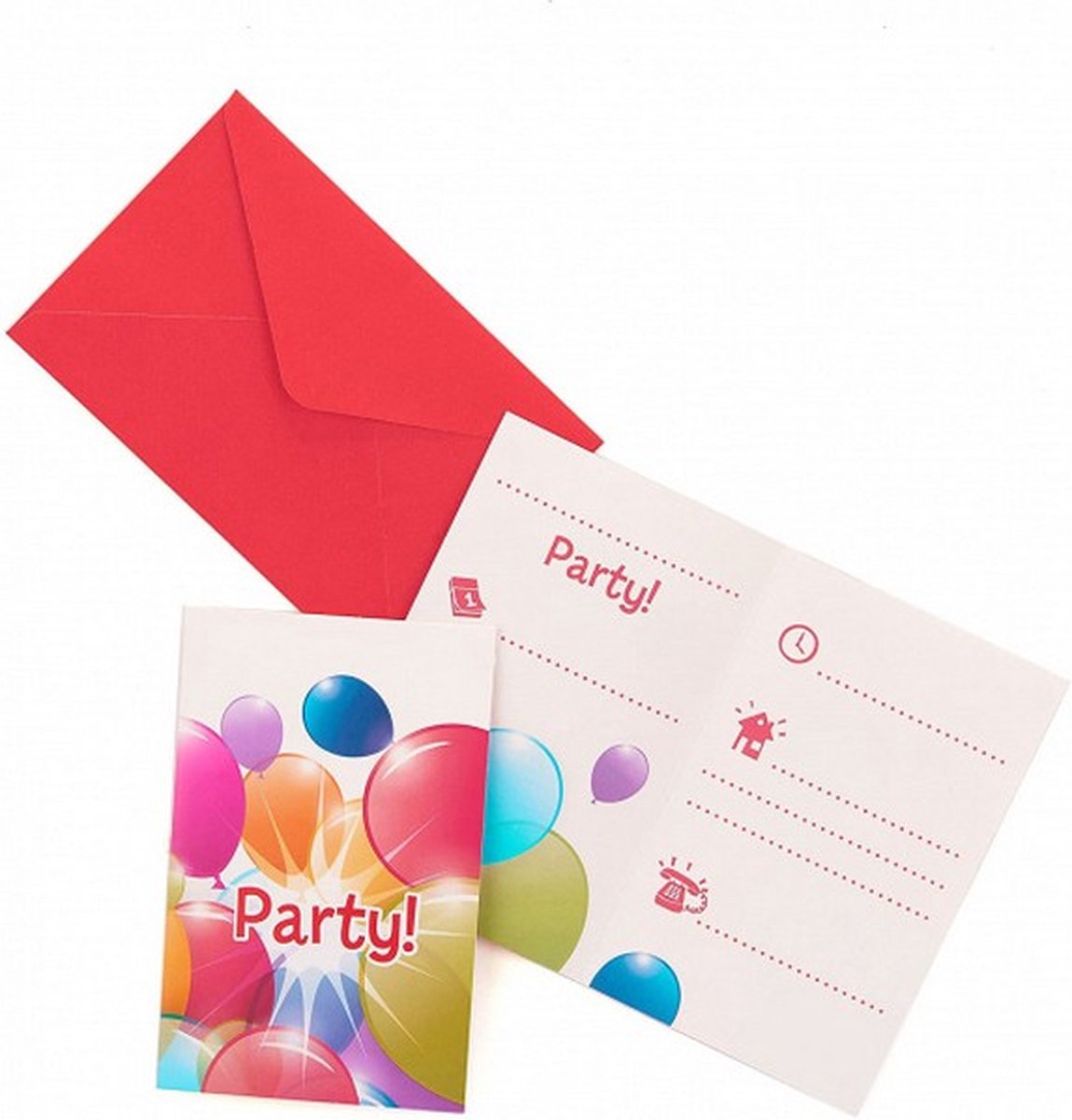 uitnodigingen met envelop Birthday 15 cm papier 6 stuks