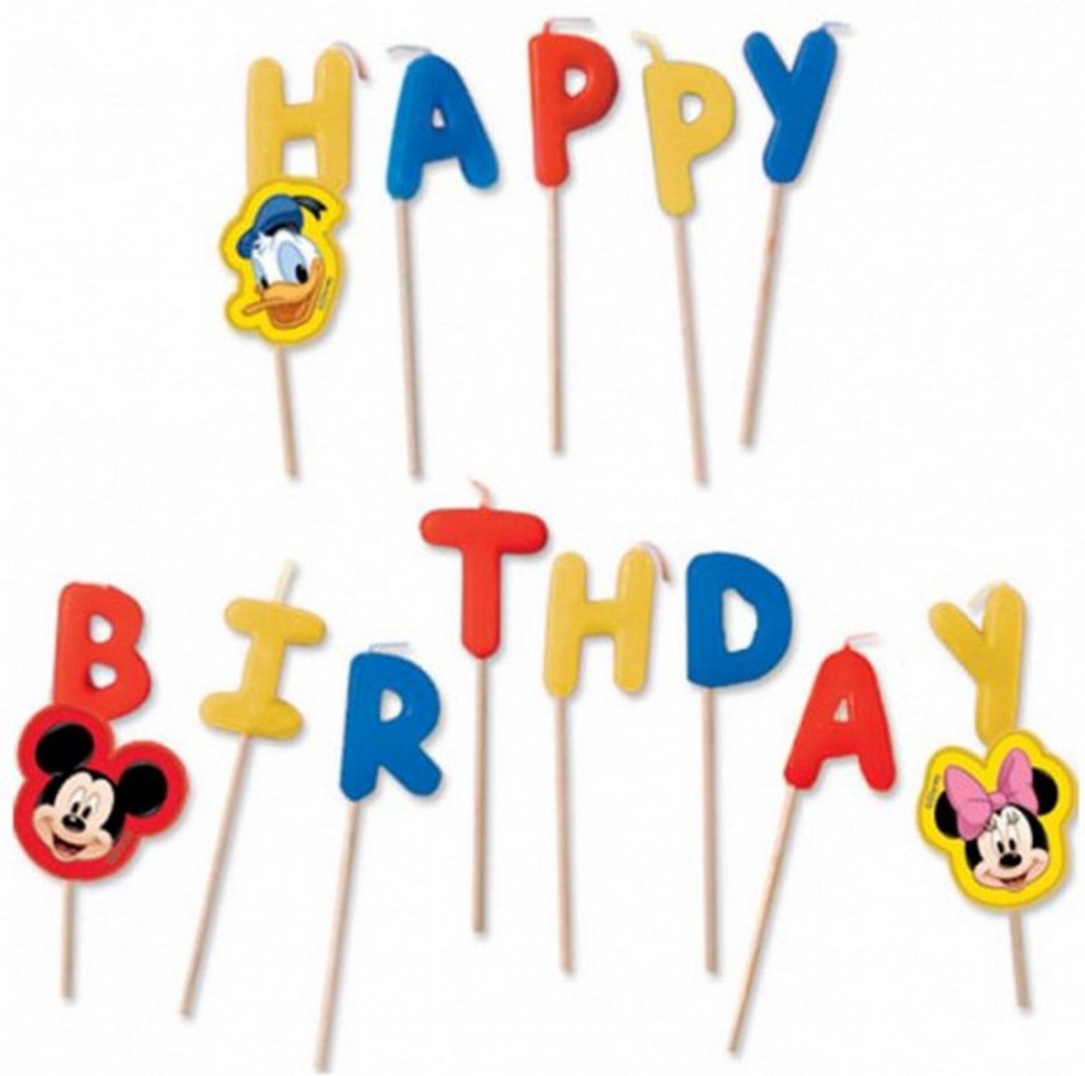 verjaardagskaarsjes Happy Birthday Mickey wax 13 stuks