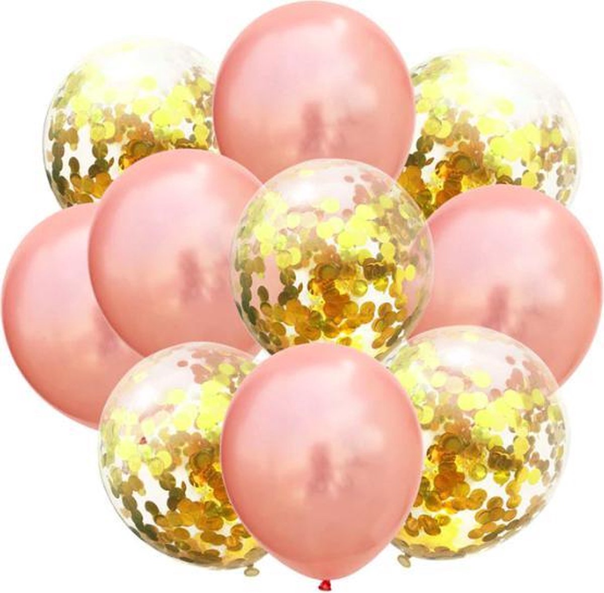 ProductGoods - 10x Roségoud en Confetti Ballonnen - Rosé Goud - 40 cm - Latex - Huwelijk - Verjaardag - Feest/Party