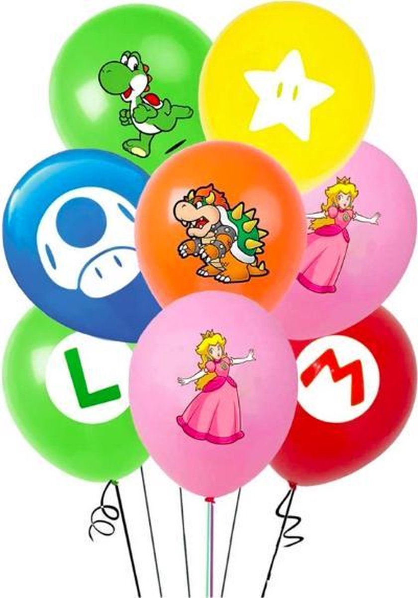 ProductGoods - 12x Mario Ballonnen Verjaardag - Verjaardag Kinderen - Ballonnen - Ballonnen Verjaardag - Super Mario - Kinderfeestje